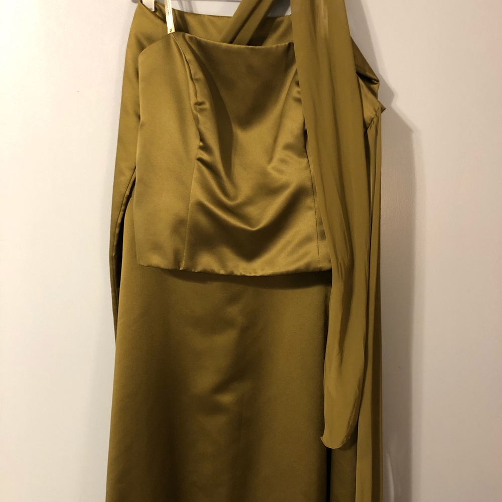 Army green ball gown